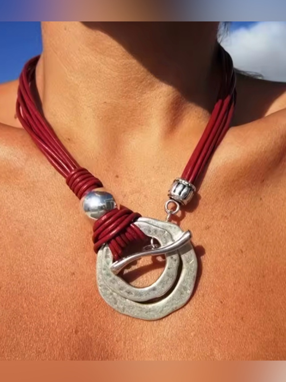 Red Cord Necklace Luxury Bohemian Look